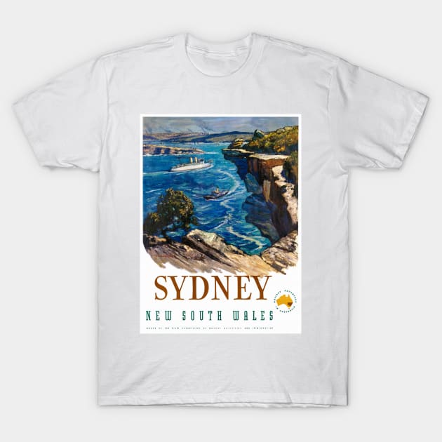 Vintage Travel Poster Australia Sydney 2 T-Shirt by vintagetreasure